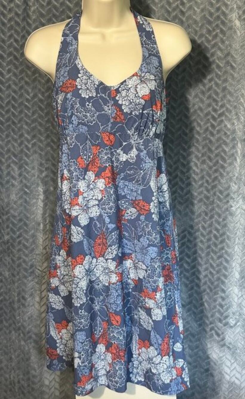 Columbia PFG Sporty Summer Halter Dress Sz S Floral Tropical Island Vibe Casual